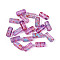 Picasso Transparent Glass Bugle Beads, Medium Orchid, 9x4.5mm, Hole: 1mm, about 1500pcs/pound