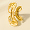 304 Stainless Steel Irregular Geometric Open Cuff Rings for Women, Real 18K Gold Plated, 34mm, Inner Diameter: 17mm