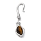 Brass S-Hook Clasps, with Natural Tiger Eye Beads, Snake, Platinum, 36mm