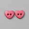 Resin Buttons, Clothing Accessories, Heart, Pale Violet Red, 5.5x6x1.2mm, Hole: 1mm