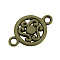 Tibetan Style Alloy Links connectors, Flat Round, Cadmium Free & Nickel Free & Lead Free, Antique Bronze, 19x12x2.5~3mm, Hole: 2mm, about 800pcs/1000g