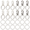 20Pcs 2 Colors Zinc Alloy Rock Climbing Carabiners, and 20Pcs 304 Stainless Steel Split Key Rings, Mixed Color, 31.5x14.5x7mm