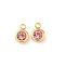 304 Stainless Steel Charms, with Rhinestone, Flat Round, Polishing, Real 18K Gold Plated, Flamingo, 9x6.5x3.5mm, Hole: 2mm