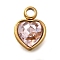 304 Stainless Steel with Rhinestone Pendants, Ion Plating(IP), Heart, Light Peach, 9.5x6.5x4.5mm, Hole: 1.6mm