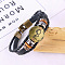 Imitation Leather Cord Triple Layer Multi-strand Bracelets, Flat Round Alloy Constellation Bracelets for Men Women, Gemini, 7-1/8 inch(18cm)