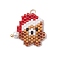 Christmas Themed Glass Seed Beaded Pendants, with 304 Stainless Steel Jump Rings, Bear, 22x23x4mm, Hole: 2.5mm