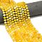 Natural Banded Agate Beads Strands, Dyed & Heated, Faceted, Rondelle, with Seed Beads, Yellow, 8.5~10x5.5~6.5mm, Hole: 1mm, about 43~45pcs/strand, 15.35''(39cm)