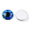 Glass Cabochons, Half Round with Eye, Blue, 20x6.5mm