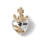 Real 18K Gold Plated Rack Plating Brass Micro Pave Clear Cubic Zirconia Pendants, with Glass, Long-Lasting Plated, Cadmium Free & Lead Free, Boat Anchor & Heart Charm, Clear, 20x12x9mm, Hole: 6x2.5mm