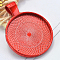 Electrophoresis Alloy Pendant Cabochon Settings, Flat Round, Red, Tray: 25mm, 35.5x27.5x5.5mm, Hole: 4.5x6mm
