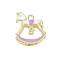Alloy Enamel Pendants, Golden, Horse Charm, Lilac, 25x22x6mm, Hole: 3mm