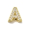 Brass Micro Pave Cubic Zirconia Beads, Lead Free & Cadmium Free, Long-Lasting Plated, Real 18K Gold Plated, Letter A, 12x12x5mm, Hole: 9x2mm