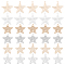 60Pcs 3 Style Brass Pendants, Chandelier Components Links, Etched Metal Embellishments, Long-Lasting Plated, Star, Platinum & Light Gold, 20pcs/style