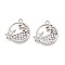 Alloy and Rhinestone Pendants, Flat Round with Turtle, Platinum, 21x20x2mm, Hole: 1.6mm