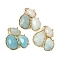Natural Flower Amazonite Links connectors, with Brass Findings, Faceted, Golden, 30.5~31x33x5mm, Hole: 1.8mm