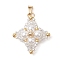Shell Pearl Glass Seed Beaded Pendants, Star Charms with 304 Stainless Steel Snap on Bails, Golden, Clear, 25x25x7mm, Hole: 5.5x2.5mm