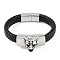 Braided Microfiber Leather Cord Bracelets, with 304 Stainless Steel Magnetic Clasps, Demon, 8-1/2 inch(21.5cm)