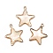 Brass Enamel Pendants, Imitation Shell, Real 14K Gold Plated, Cadmium Free & Lead Free, Star, 18x16x2mm, Hole: 1.5mm