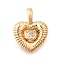 Brass Pendants, with Cubic Zirconia, Heart, Real 18K Gold Plated, 16x13x4.5mm, Hole: 3.5x2mm