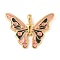 304 Stainless Steel Pendants, with Enamel, Butterfly Charm, Real 18K Gold Plated, Pink, 26x35x5mm, Hole: 4x3mm