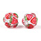 Fruit Round Resin Beads, with Polymer Clay & Rhinestone, Strawberry, 17~21.5mm, Hole: 2~2.5mm