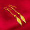 Alloy Dangle Earrings, Leaf, Golden, 70mm