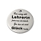 Anti-Tarnish 201 Stainless Steel Pendants, Message Charm, Flat Round Charm, Stainless Steel Color, 30x1.5mm, Hole: 2.5mm