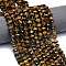 Natural Tiger Eye Beads Strands, Faceted, Rondelle, with Seed Beads, 8.5~10x5.5~6.5mm, Hole: 1mm, about 43~45pcs/strand, 15.35''(39cm)