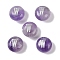 Natural Amethyst Beads, Rondelle with Letter, Letter W, 8.5~9x5~5.5mm, Hole: 1.2mm