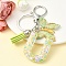 Resin & Acrylic Keychain, with Faux Suede Tassel Pendant & Alloy Findings, Letter U, 9.5cm