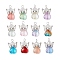 Gradient Color Baking Paint Transparent Glass Pendants, Heart Shape Angel Charms, with Alloy Wings & 304 Stainless Steel Flat Head Pins Loop, Mixed Color, 27.5x18x6mm, Hole: 3mm