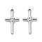 Alloy Rhinestone Pendants, Cross Charms, Platinum, 26x14.5x4.5mm, Hole: 1.8mm