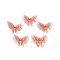 Brass Pendants, with Rhinestone,  Long-Lasting Plated, Butterfly, Rose Gold, 27x35x7.5mm, Hole: 1.2mm