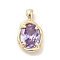 Golden Brass Micro Pave Cubic Zirconia Pendants, Oval, Lavender, 18.5x10.5x5mm, Hole: 3x1.5mm