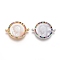 Brass Micro Pave Cubic Zirconia Links connectors, with Shell, Flat Round with Virgin Mary, Colorful, Mixed Color, 15x20x3mm, Hole: 1.2mm