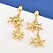 304 Stainless Steel Dangle Stud Earrings, Golden, Starfish, 51.5mm
