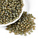 Baking Paint Glass Seed Beads, Round, Faceted, Dark Khaki, 4~4.5x3~3.5mm, Hole: 0.9~1.2mm, about 666pcs/50g