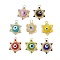 Beaded Star Eye Charms, Loom Pattern Glass Seed Beads Pendants, with Lampwork, Jump Rings, Mixed Color, 17.5x15.5x8.5mm, Hole: 2.5mm