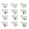 12Pcs 12 Colors Angel & Star Charms Safety Pin Brooch, Alloy Kilt Pins for Sweater Clasp Pants Waist Extender, with Imitation Pearl Acrylic Beads, Mixed Color, 38x50.5mm, 1pc/style