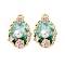 Light Gold Tone Alloy Enamel Pendants, with ABS Imitation Pearl, Oval with Flower Charms, Rack Plating, Lilac, 24x14.5x6.5mm, Hole: 2mm