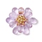 Teardrop Transparent Glass Pendants, Flower, with Glass Pearl Round Bead & Seed Beads & 304 Stainless Steel Open Jump Rings, Lavender, 24x27x9mm, Hole: 2.5mm