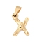 304 Stainless Steel Pendants, Bamboo Style, Letter, Ion Plating(IP), Real 18K Gold Plated, Letter.X, 19x14x3mm, Hole: 3x7mm