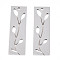 Non-Tarnish 201 Stainless Steel Pendants, Rectangle with Leaf, Stainless Steel Color, 28x9x1mm, Hole: 1.4mm
