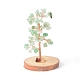 Chips d'aventurine verte naturelle avec arbre d'argent en fil de laiton enveloppé sur des décorations d'affichage à base de bois DJEW-B007-05D-1