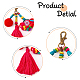 CHGCRAFT Tassel Bag Charm Pom Pom Polyester Pendant Decoration with Wood Beads Tassel Swivel Clasps Charms for Keychain Purse Backpack Ornament KEYC-WH0032-38-3