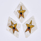 プリントカピスシェルペンダント  片面プリント  ヒトデ/海の星を持つ菱形  カラフル  48~49.5x29.5~30.5x1mm  穴：1.6mm X-SHEL-T016-08K-1