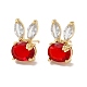 Rack Plating Real 18K Gold Plated Brass Rabbit Stud Earrings EJEW-B034-12G-2