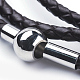 Three Loops Braided Leather Cord Wrap Bracelets BJEW-F291-14P-2