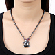 Black Iron Stone Pendant Necklaces NJEW-BB17488-7