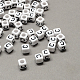 Perles européennes de lettre en acrylique à gros trou X-SACR-Q103-10mm-01C-1